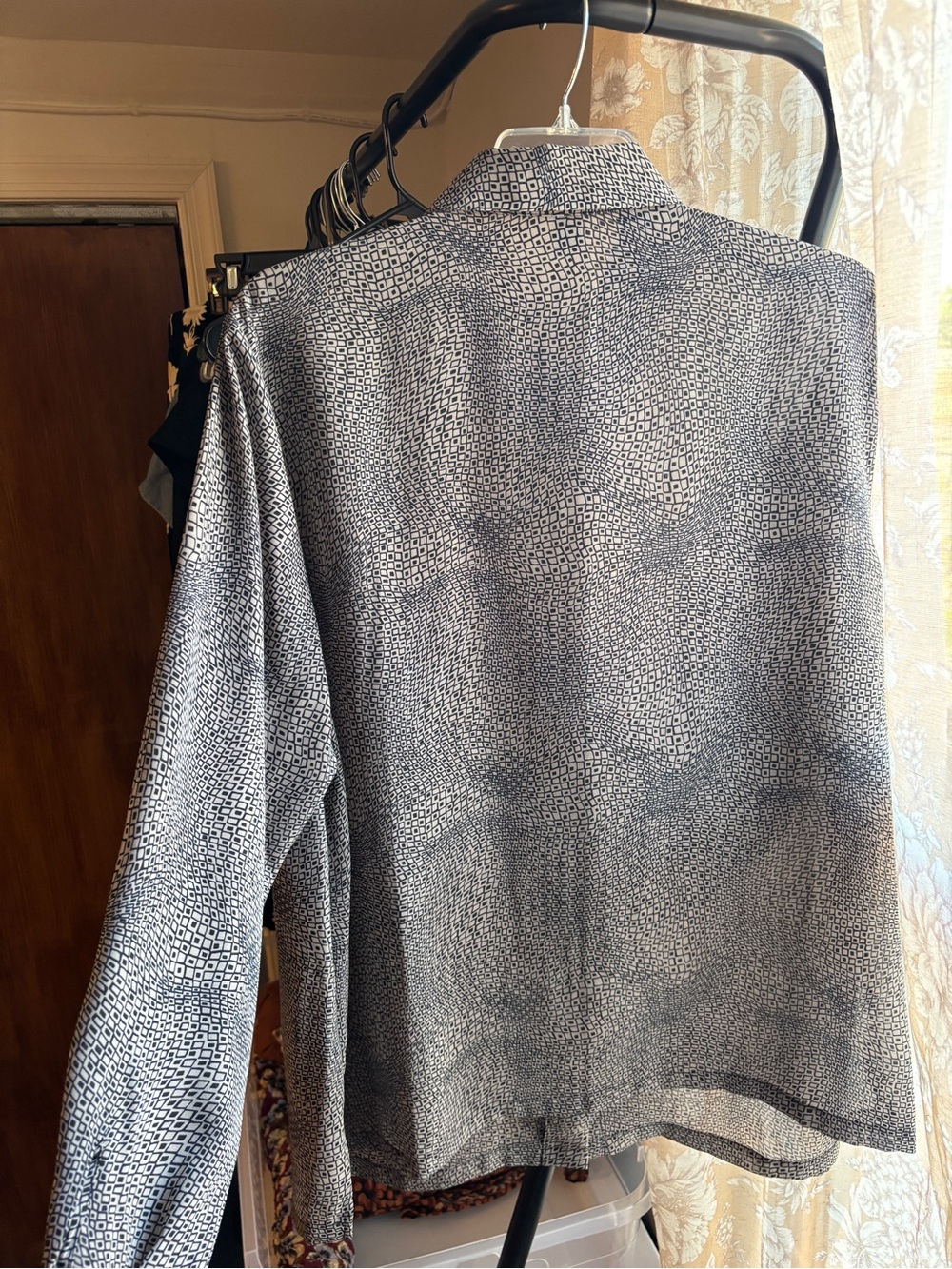 Vintage Wavy Geometric Diamond Pattern Button-Down Blouse | Women’s 20 Plus, XXL - Picture 3 of 16